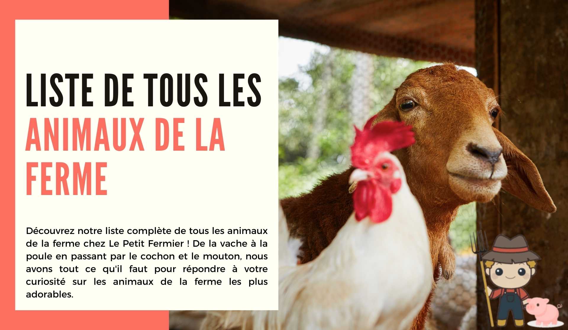 Liste de tous les animaux de la ferme - Le Petit Fermier