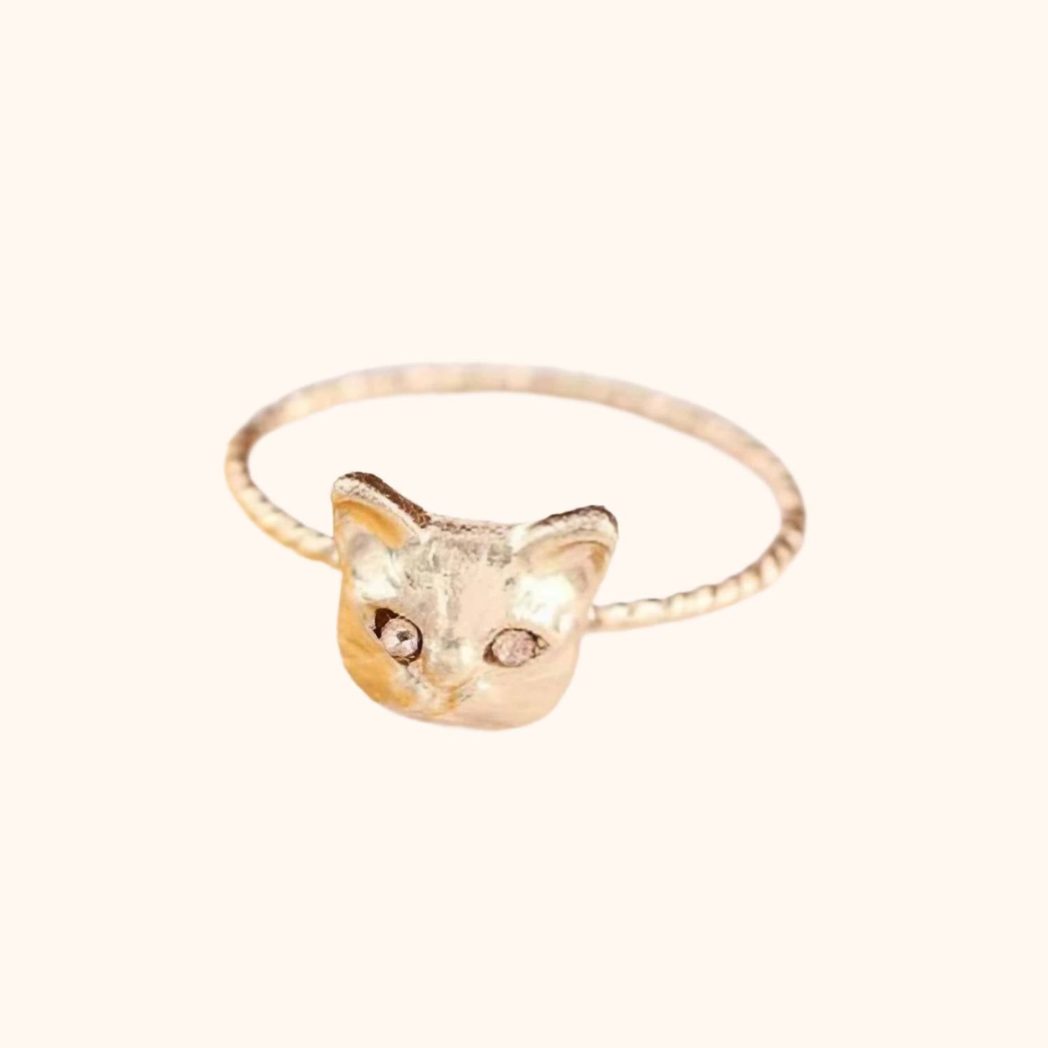 Bague chat luxueuse dorée