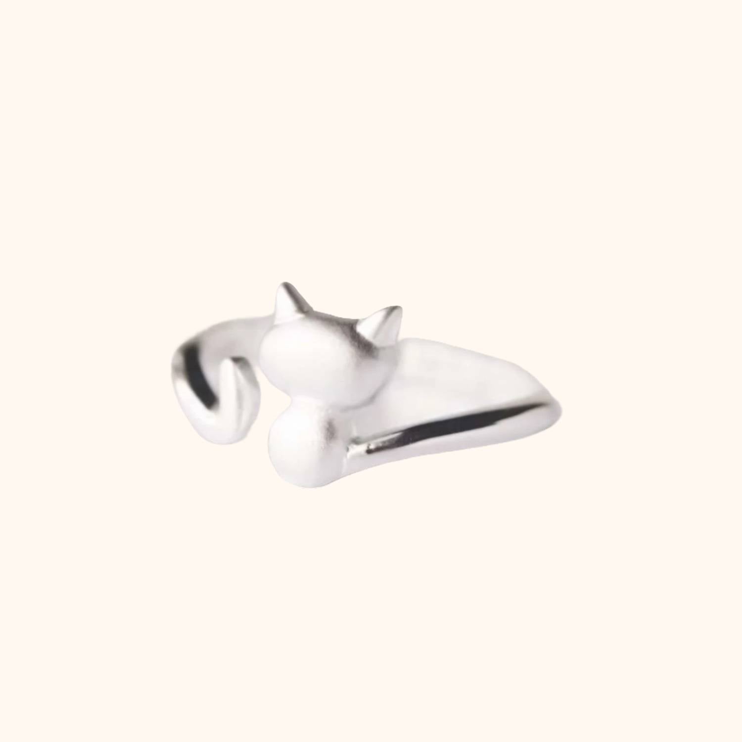 Bague chat minimaliste en argent