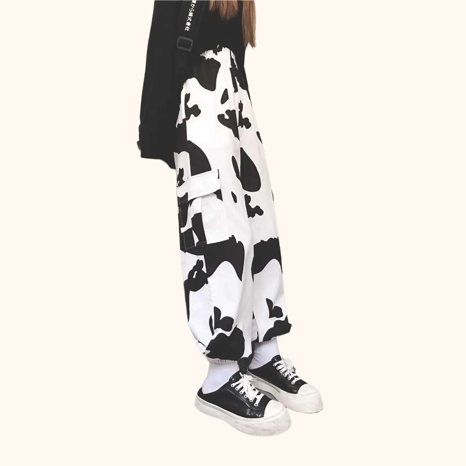 Pantalon cargo unisexe à motif vache