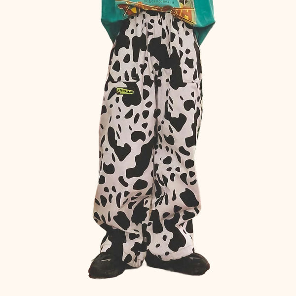 Pantalon ample à motif vache