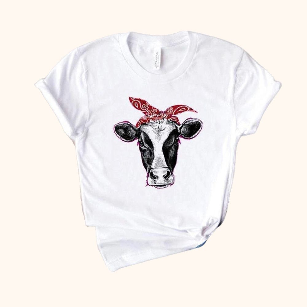 T-shirt blanc vache laitière bandana