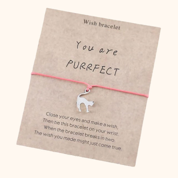 Bracelet à vœux chat You are PURRFECT rose