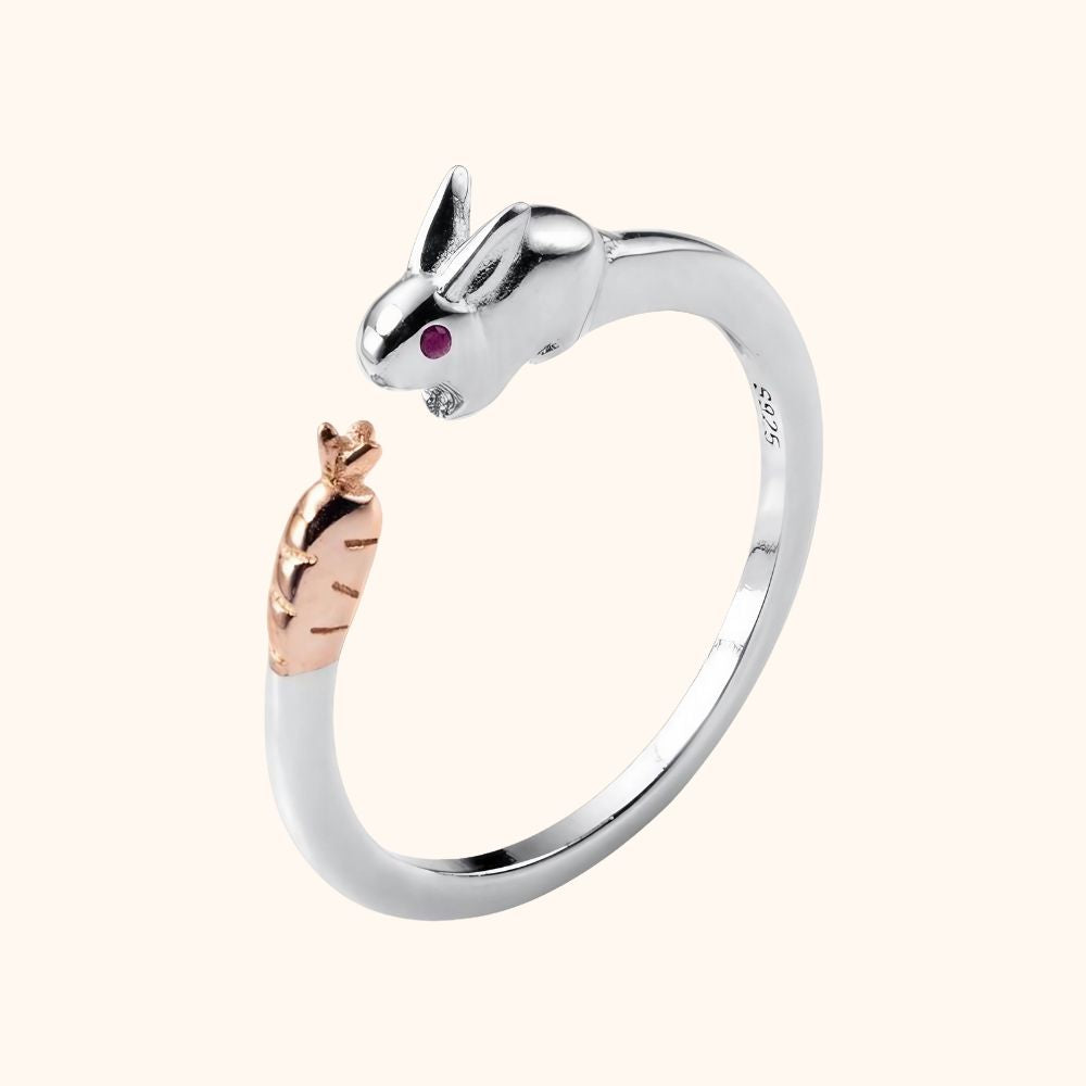 Bague lapin en argent véritable