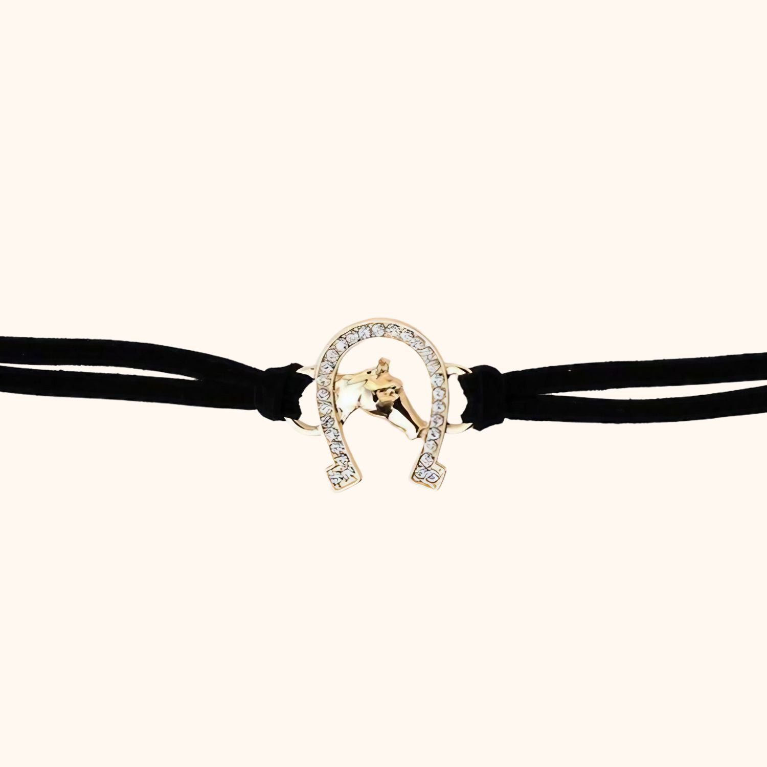 Bracelet noir fer à cheval doré