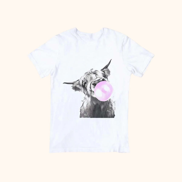 T-shirt vache Highland mâcheuse de chewing-gum