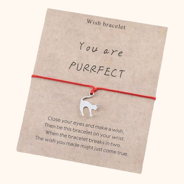Bracelet à vœux chat You are PURRFECT rouge