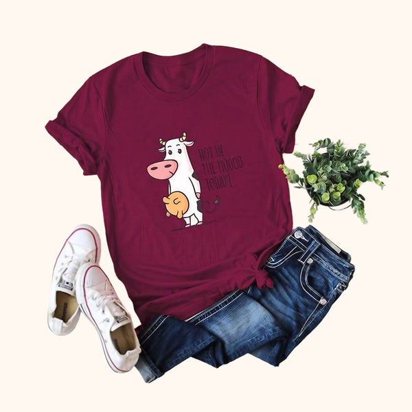 T-shirt bordeaux vache I'm Not In The Moood Today