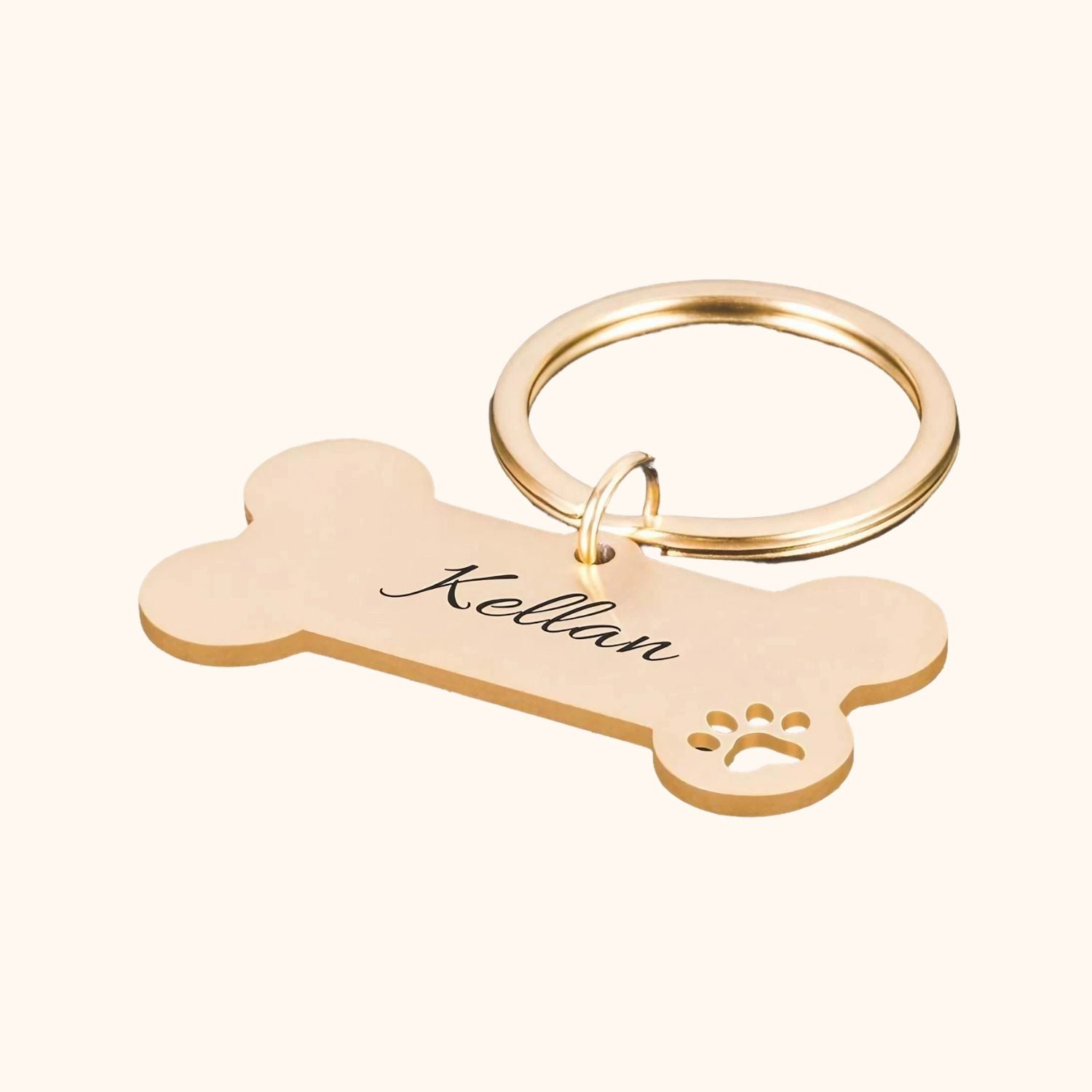 Collier personnalisable os doré pour chien