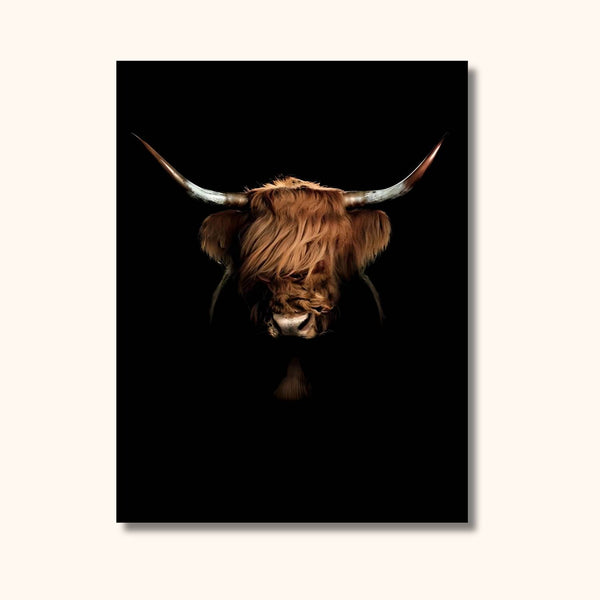 Tableau vache highland noire