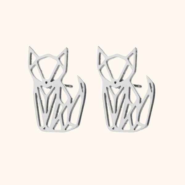 Boucles d'oreilles chat origami