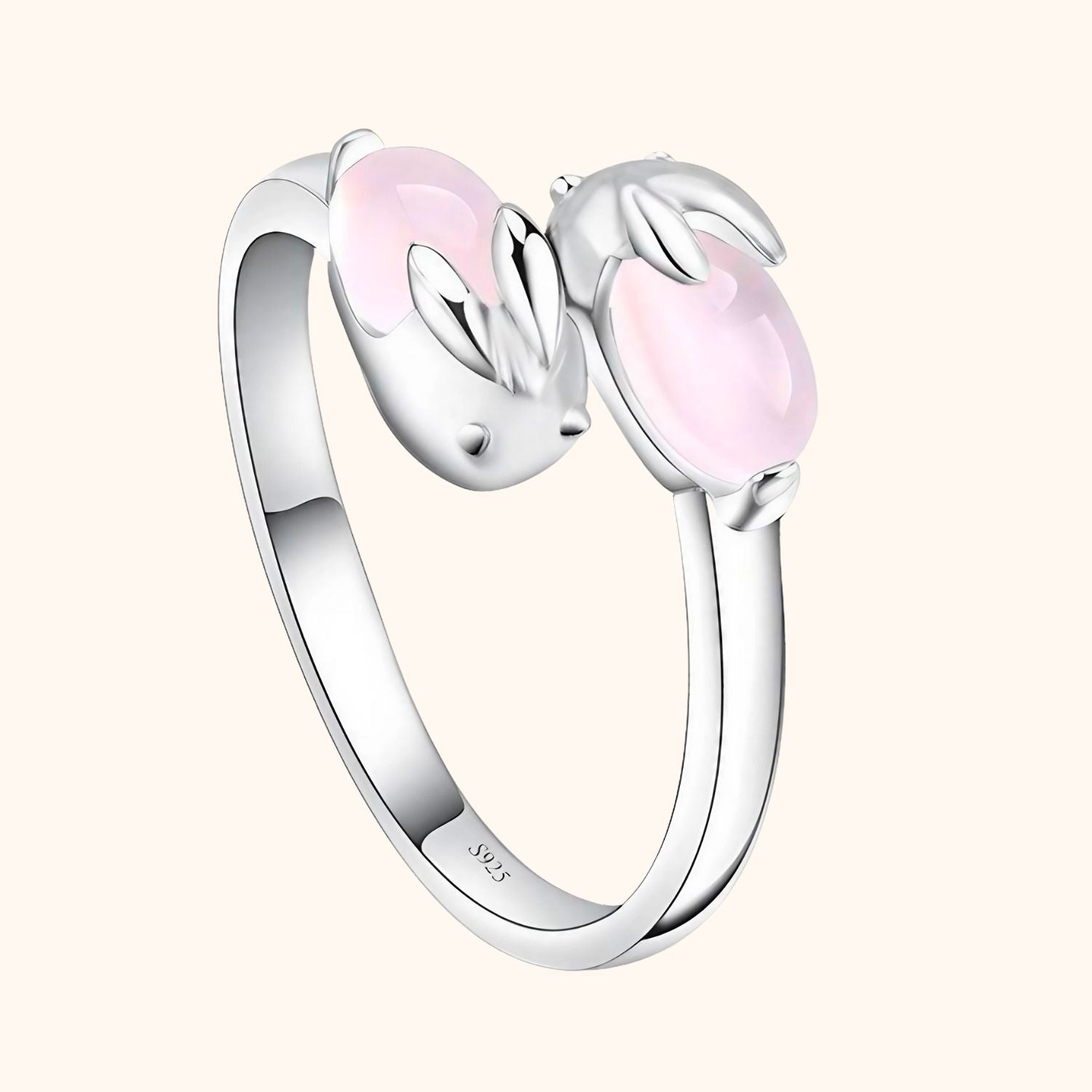 Bague lapin en quartz rose