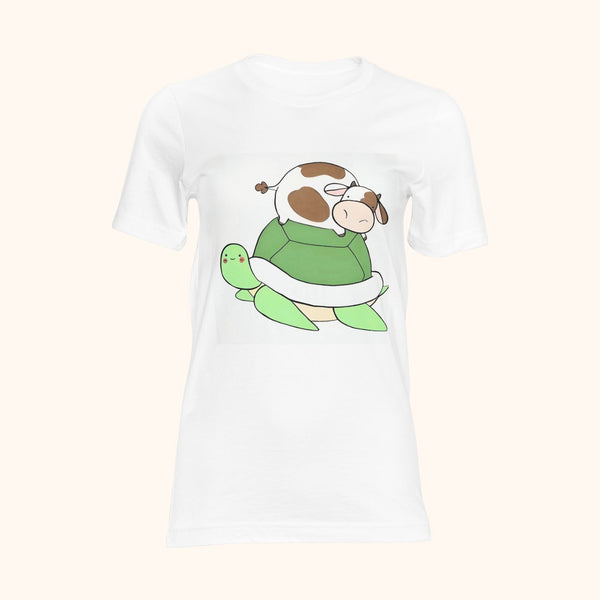 T-shirt vache sur tortue