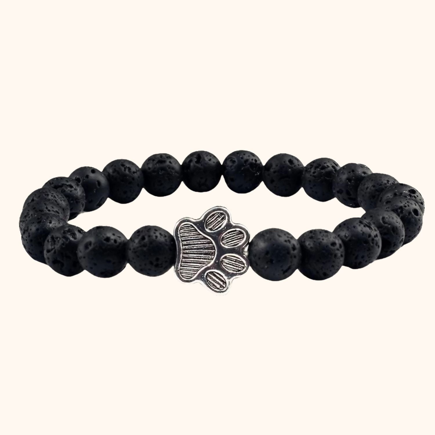 Bracelet patte de chien pierres de lave