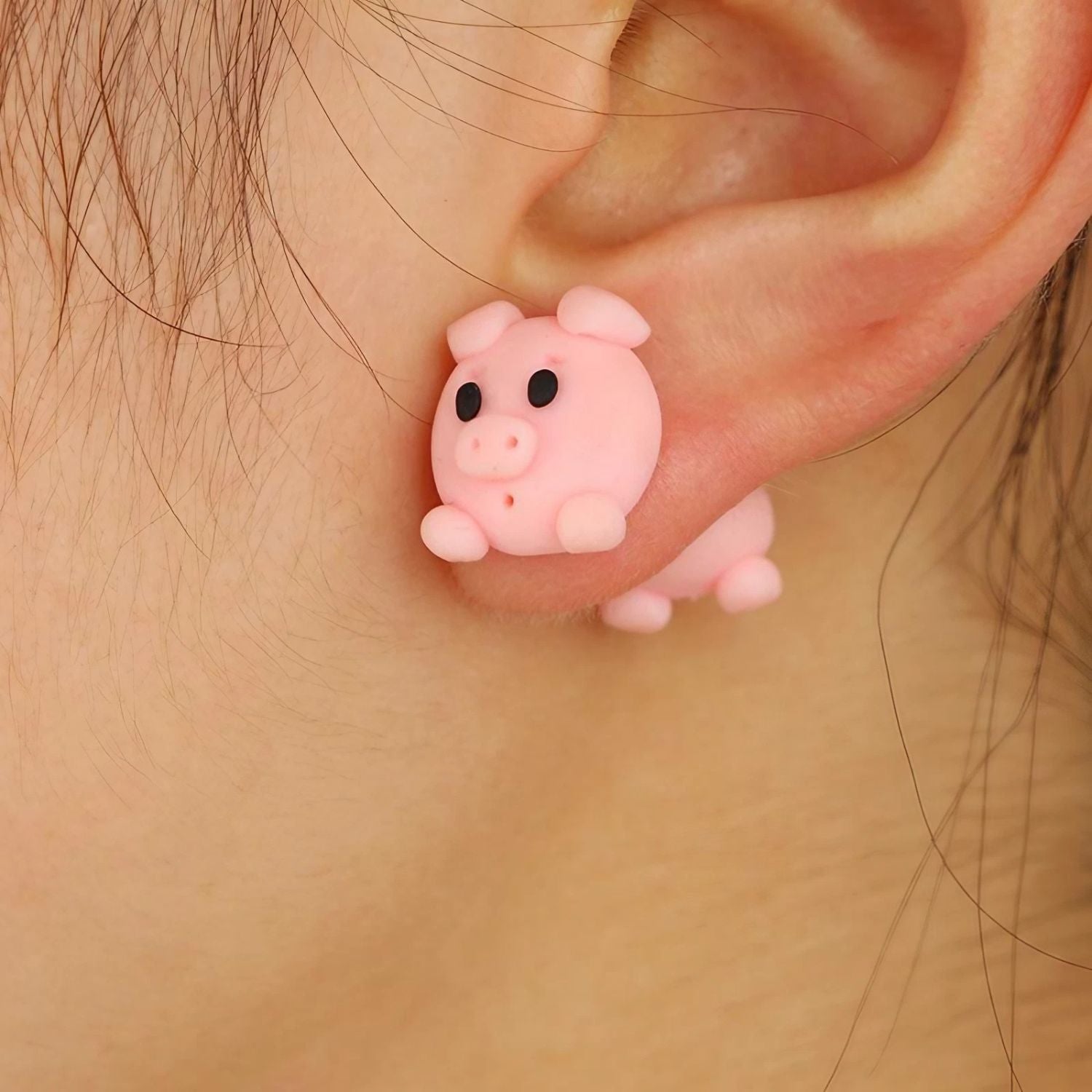 Boucles d'oreilles cochon faites main
