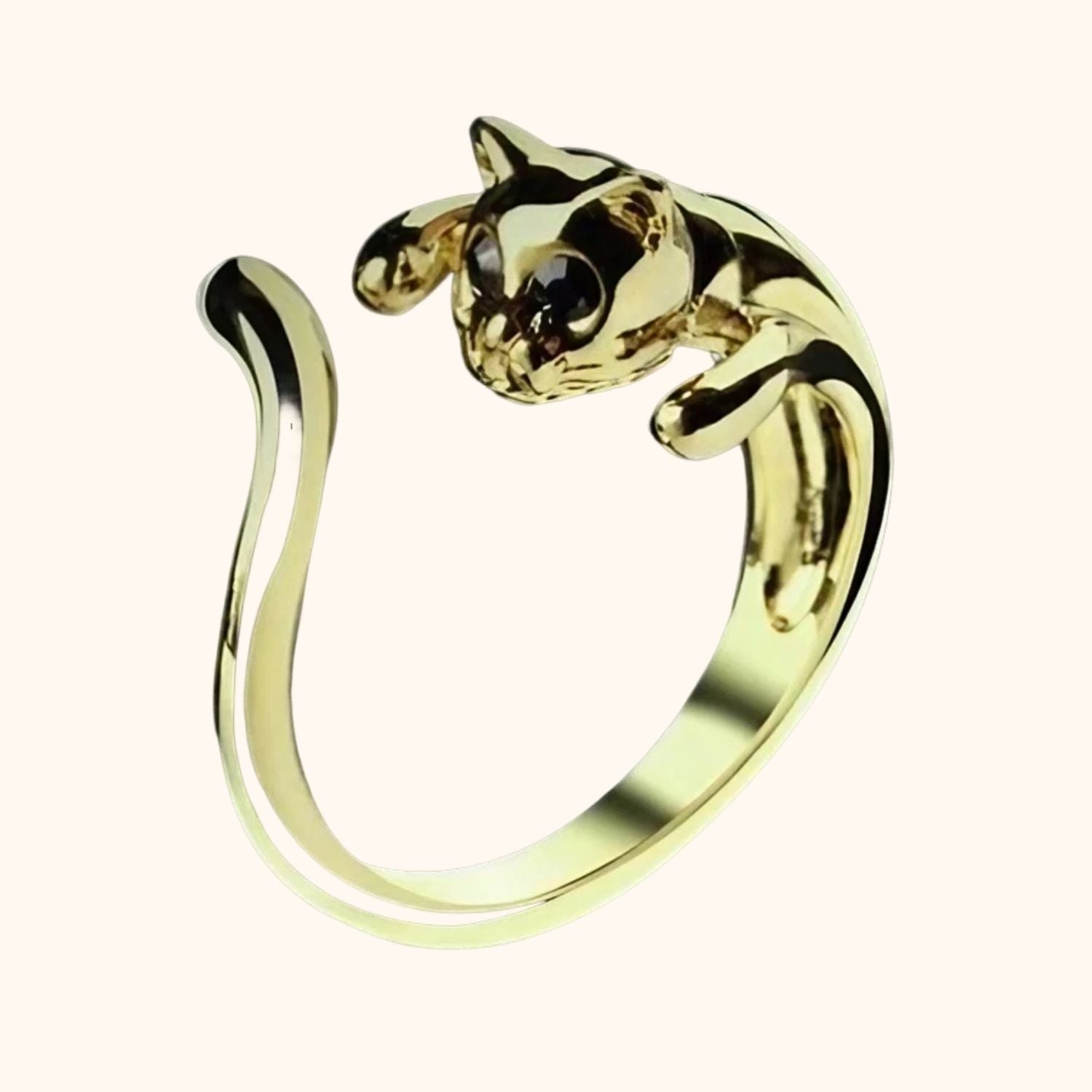 Bague chat dorée