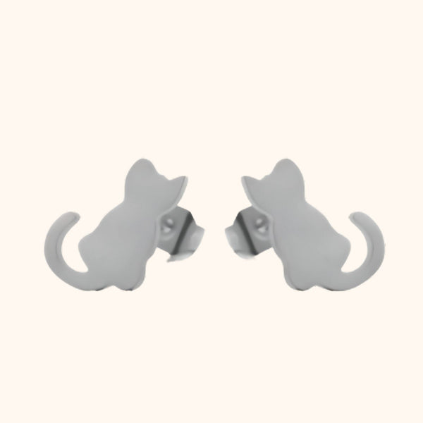 Boucles d'oreilles chat argent