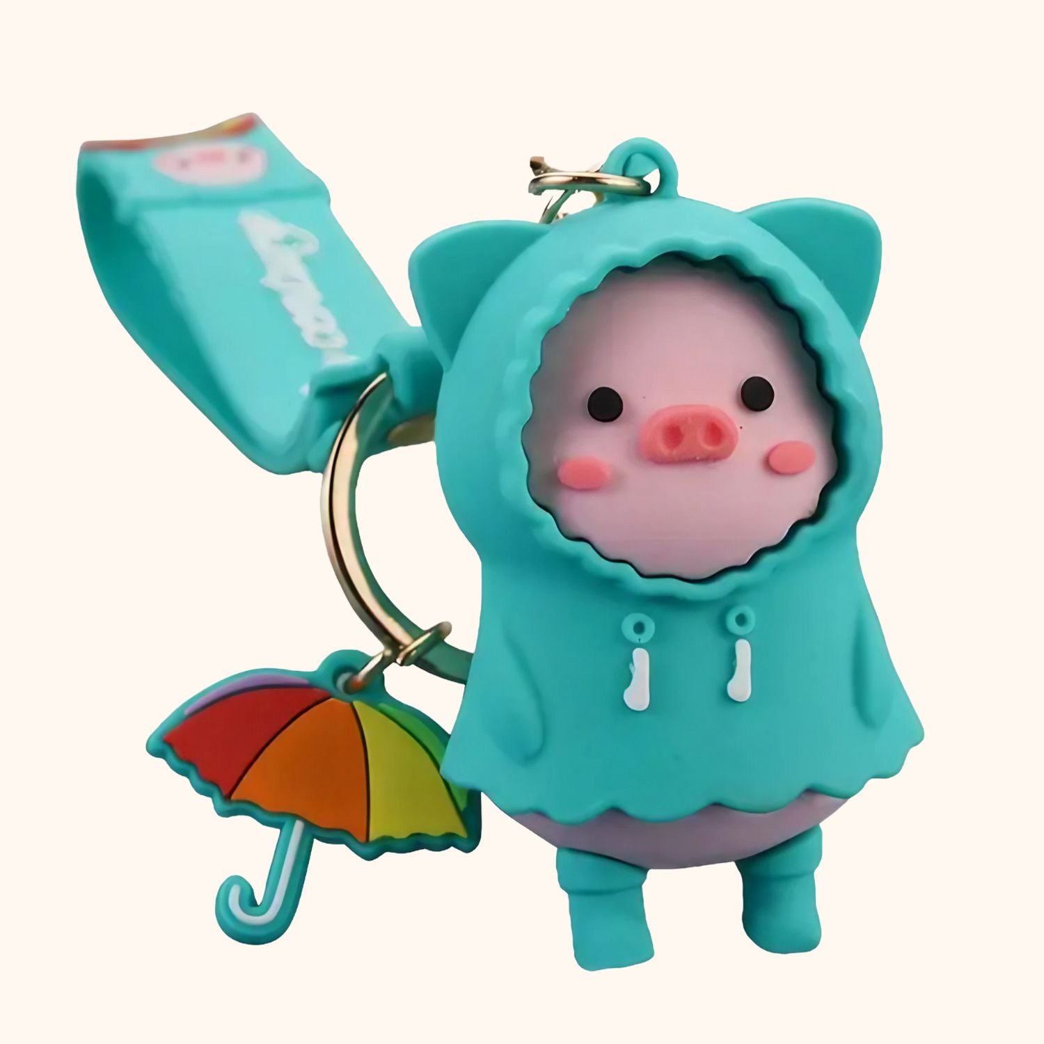 Porte-clé cochon bleu