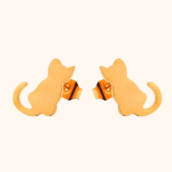 Boucles d'oreilles chat or