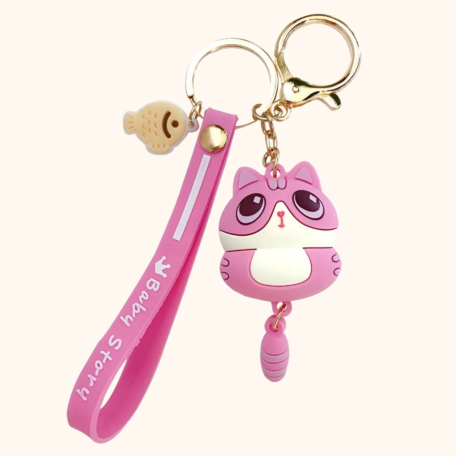 Porte-clé chat rose kawaii