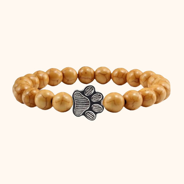 Bracelet patte de chien et perles marrons