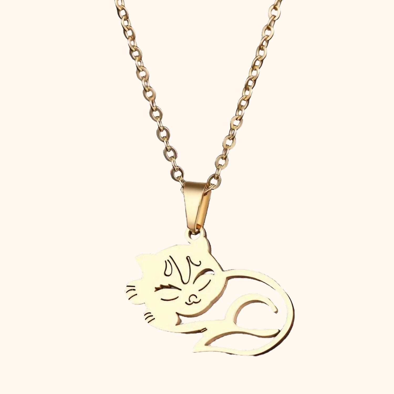 Collier doré chat qui dort