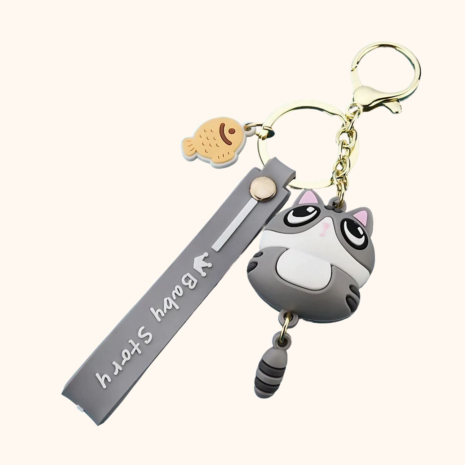 Porte-clé chat gris kawaii