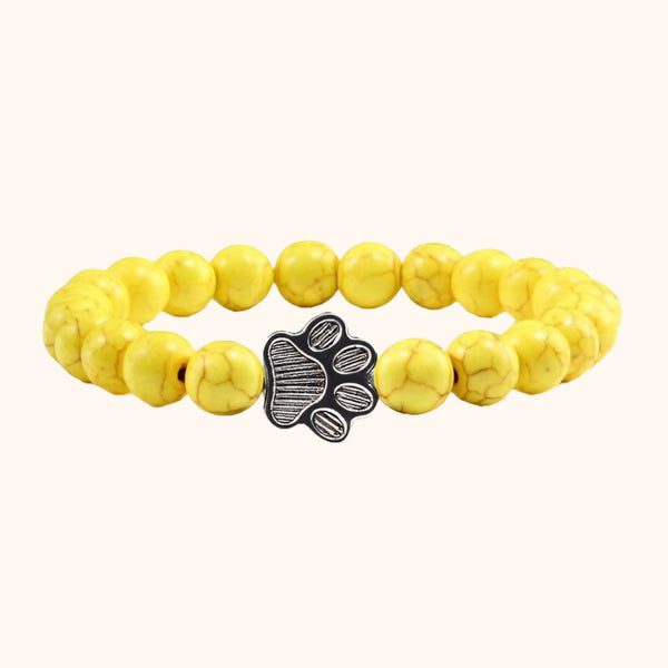 Bracelet patte de chien et perles jaunes