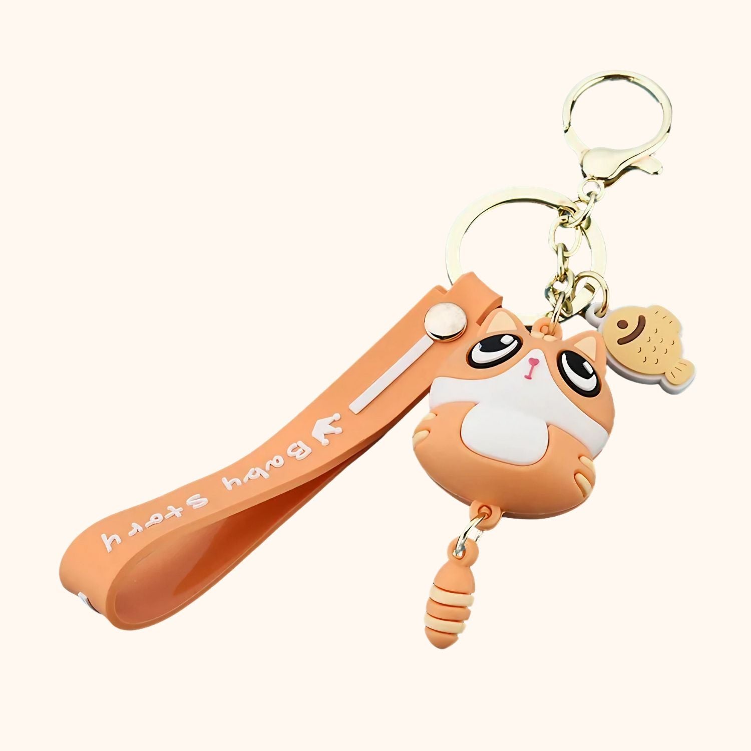Porte-clé chat roux kawaii