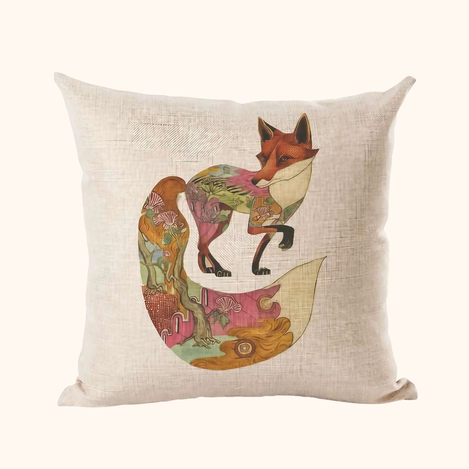Housse de coussin renard abstrait