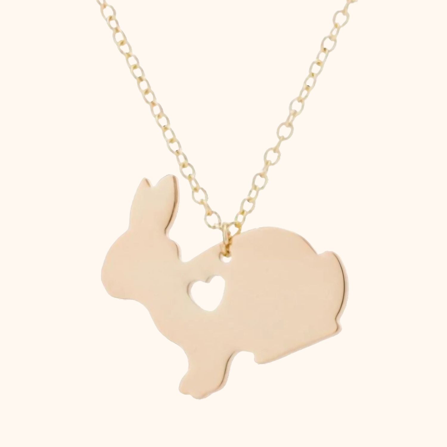 Collier lapin petit cœur doré