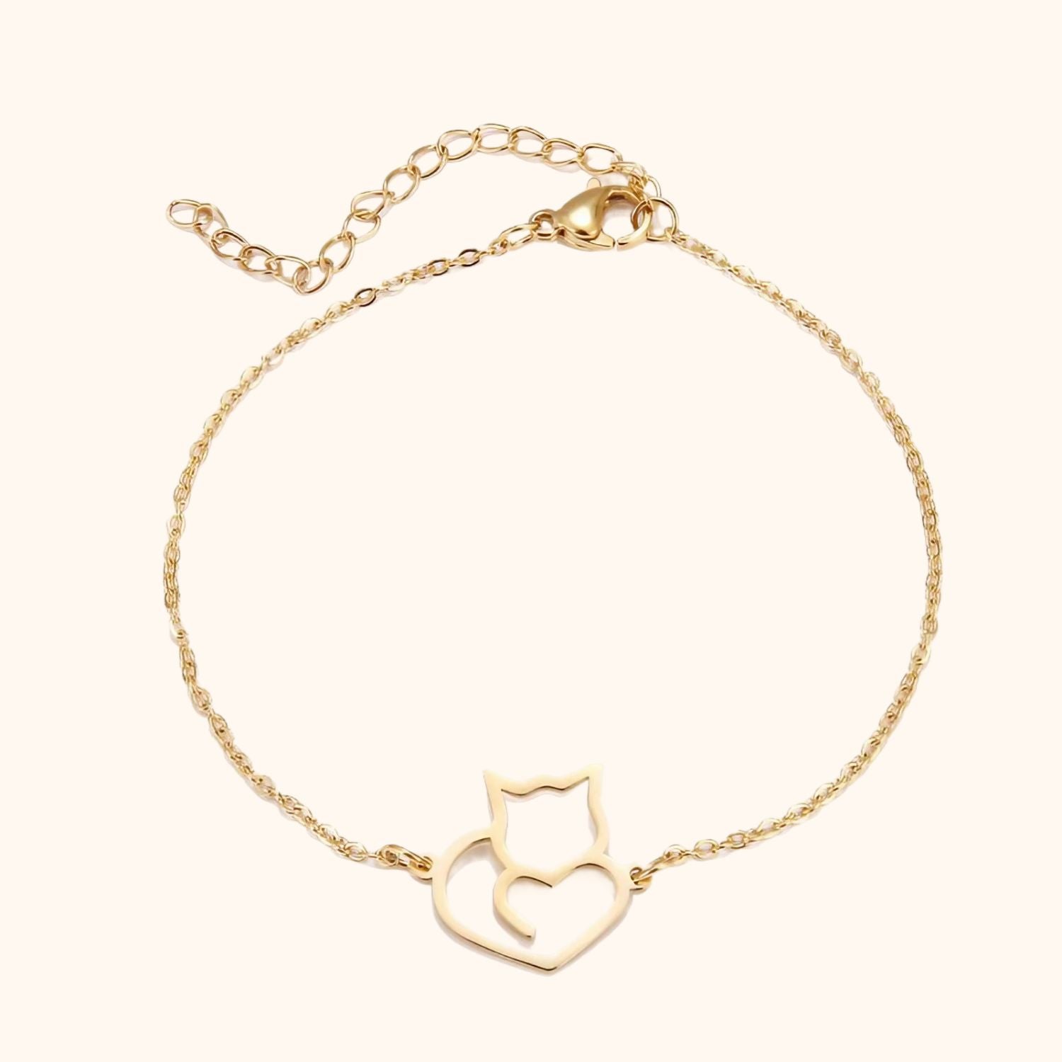 Bracelet chaton coeur doré
