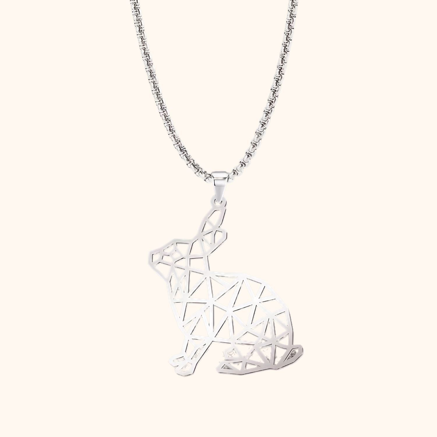 Collier lapin minimaliste en acier inoxydable