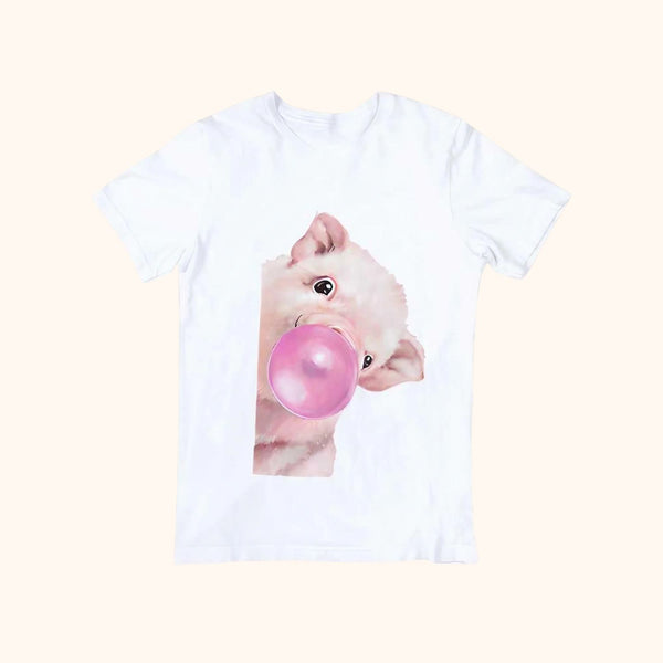 T-shirt cochon mâcheur de chewing-gum