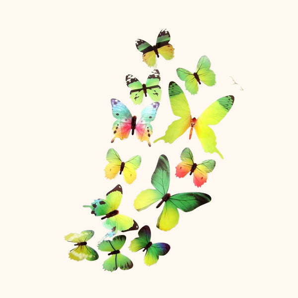 12 stickers muraux en forme de papillons