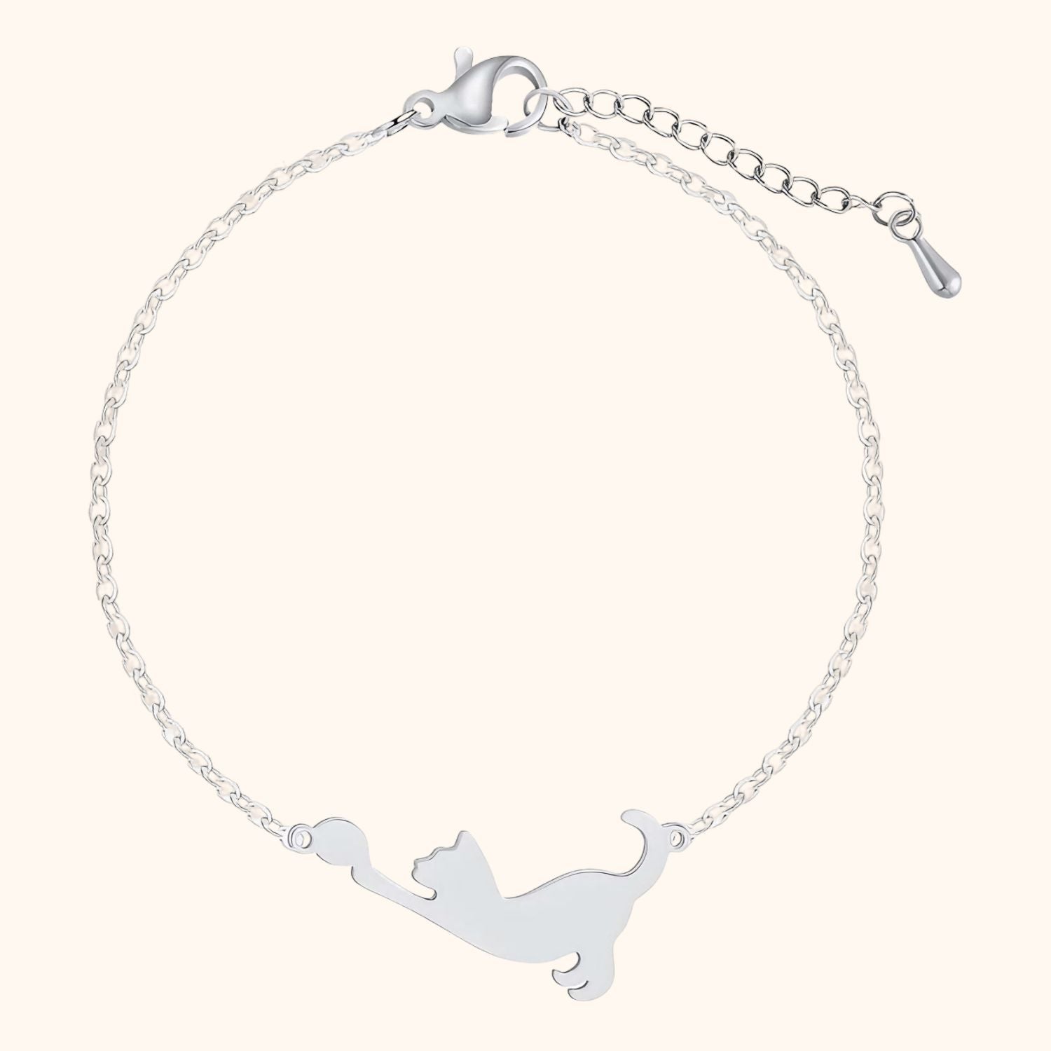 Bracelet argenté chat
