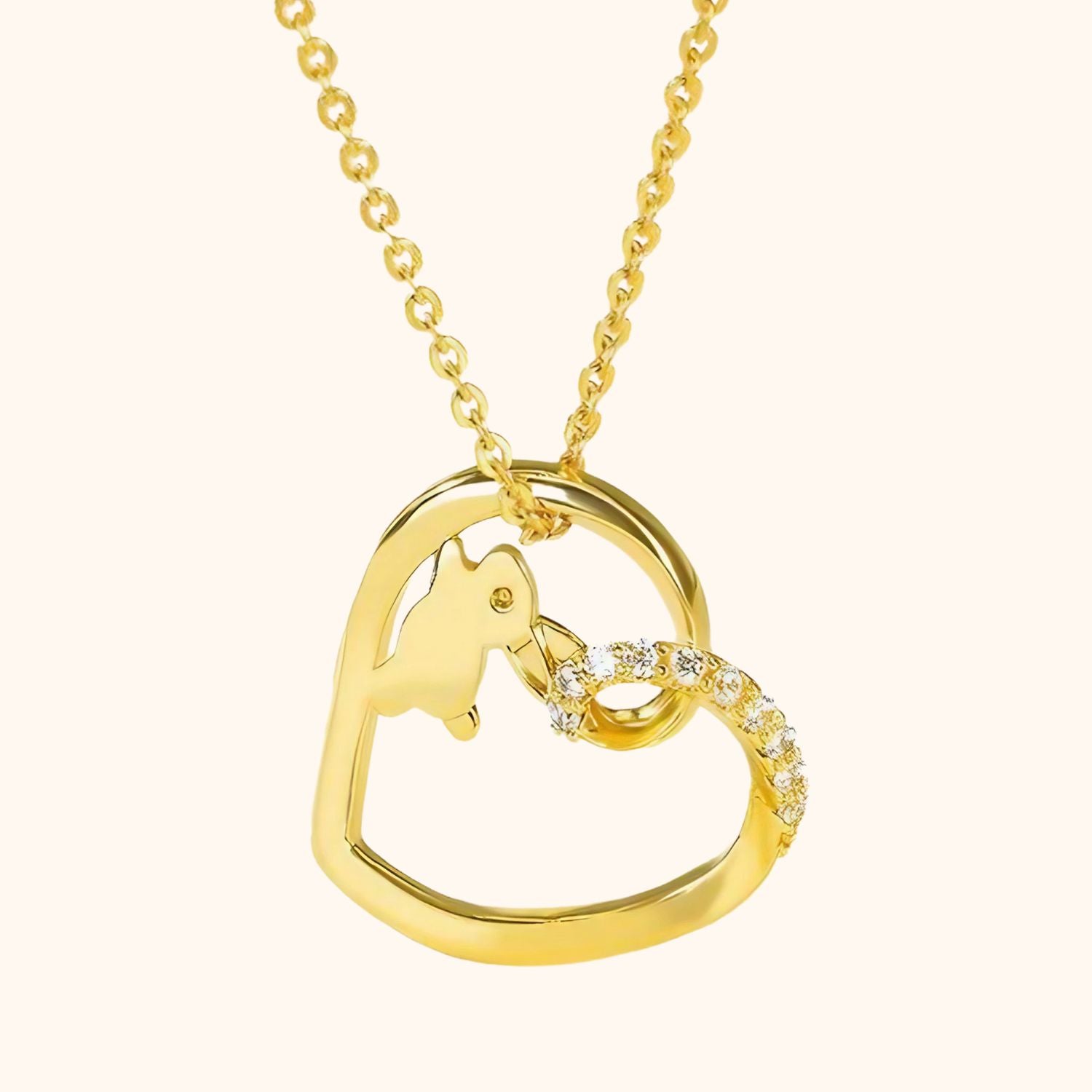 Collier cœur de cristal et lapin