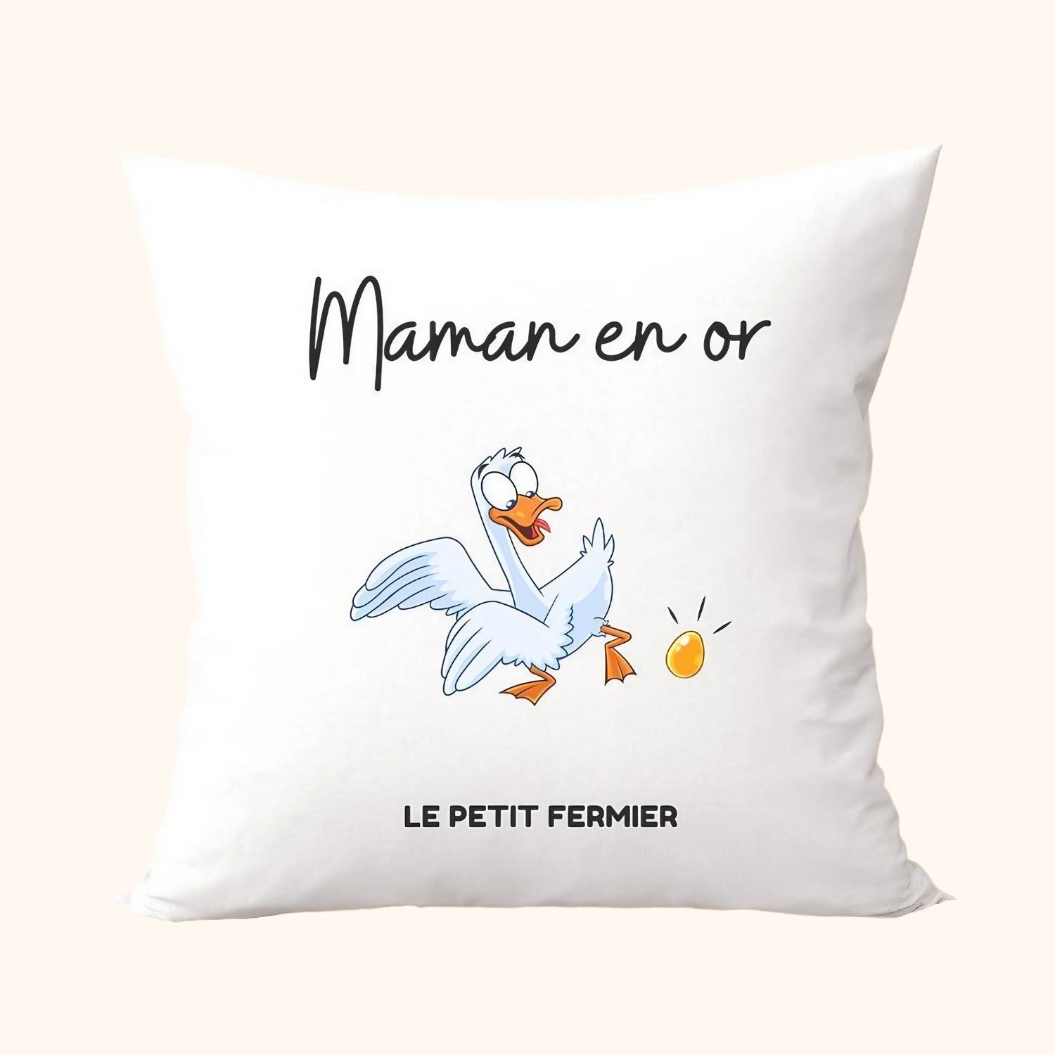 Housse de coussin maman en or