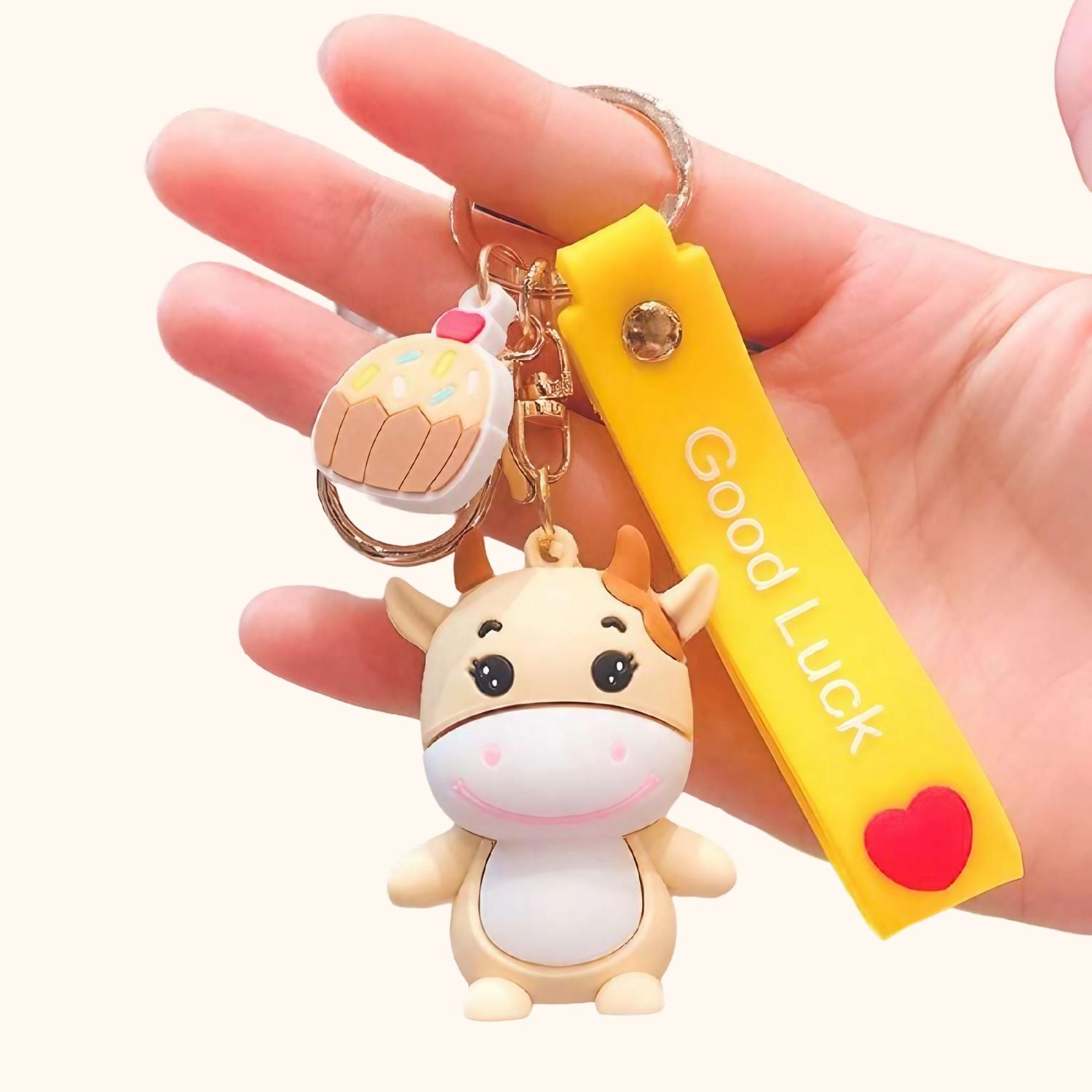Porte-clé vache kawaii jaune