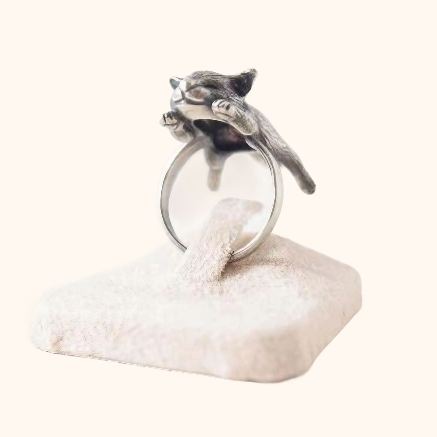 Bague chat dormeur vintage