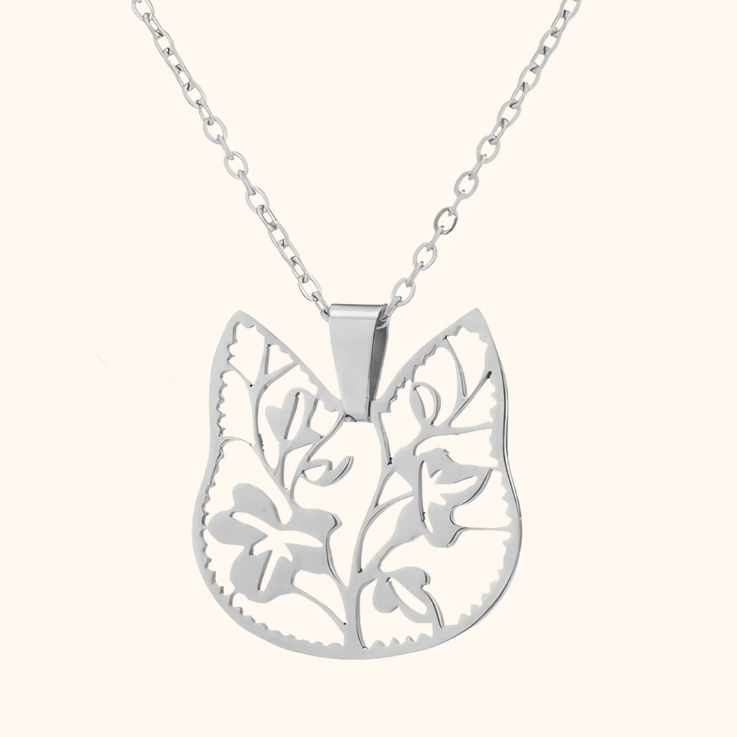 Pendentif tête de chat fleurale