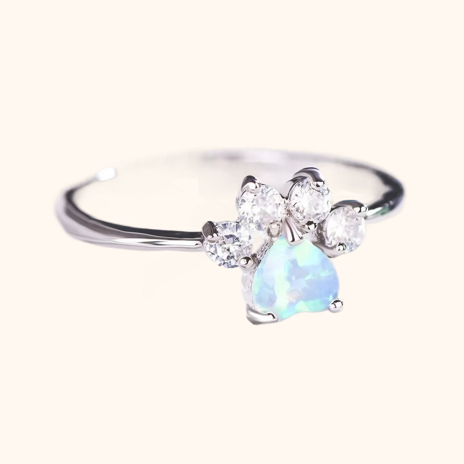 Bague patte de chat en cristal bleu
