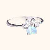 Bague patte de chat en cristal bleu