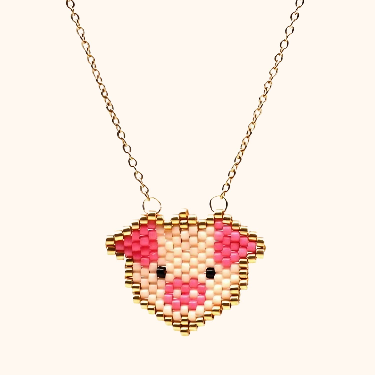Collier cochon en petites perles