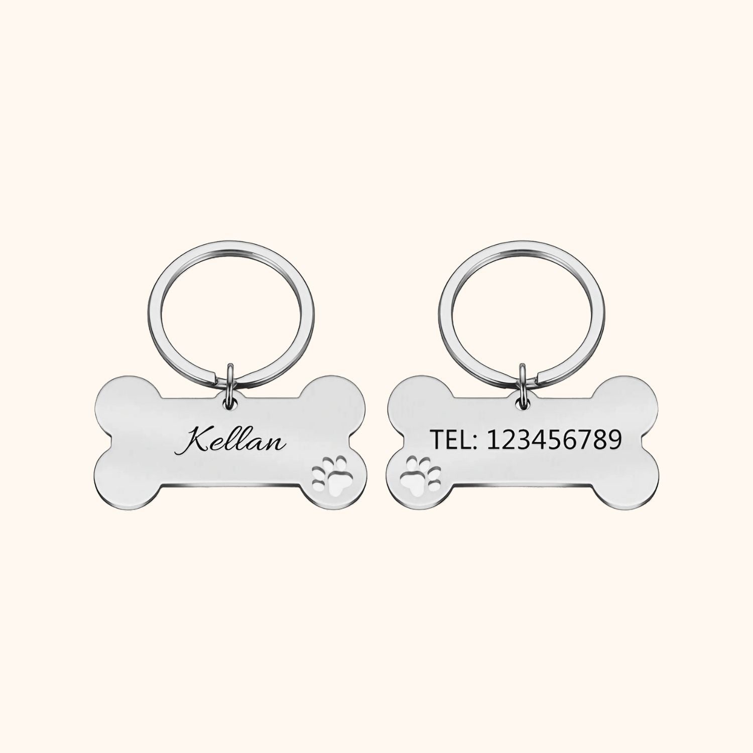Collier personnalisable os argenté pour chien
