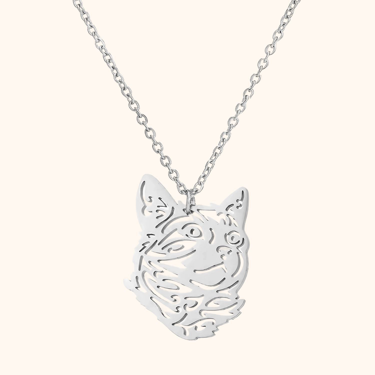Pendentif tête de chat en acier inoxydable