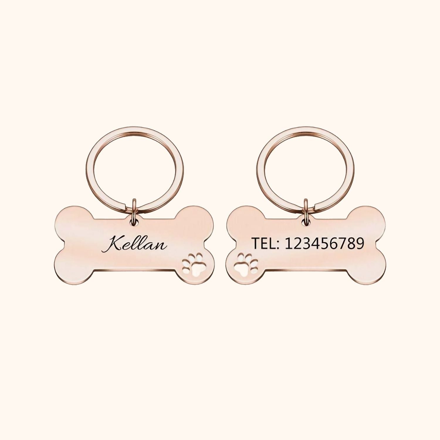 Collier personnalisable os rose gold pour chien
