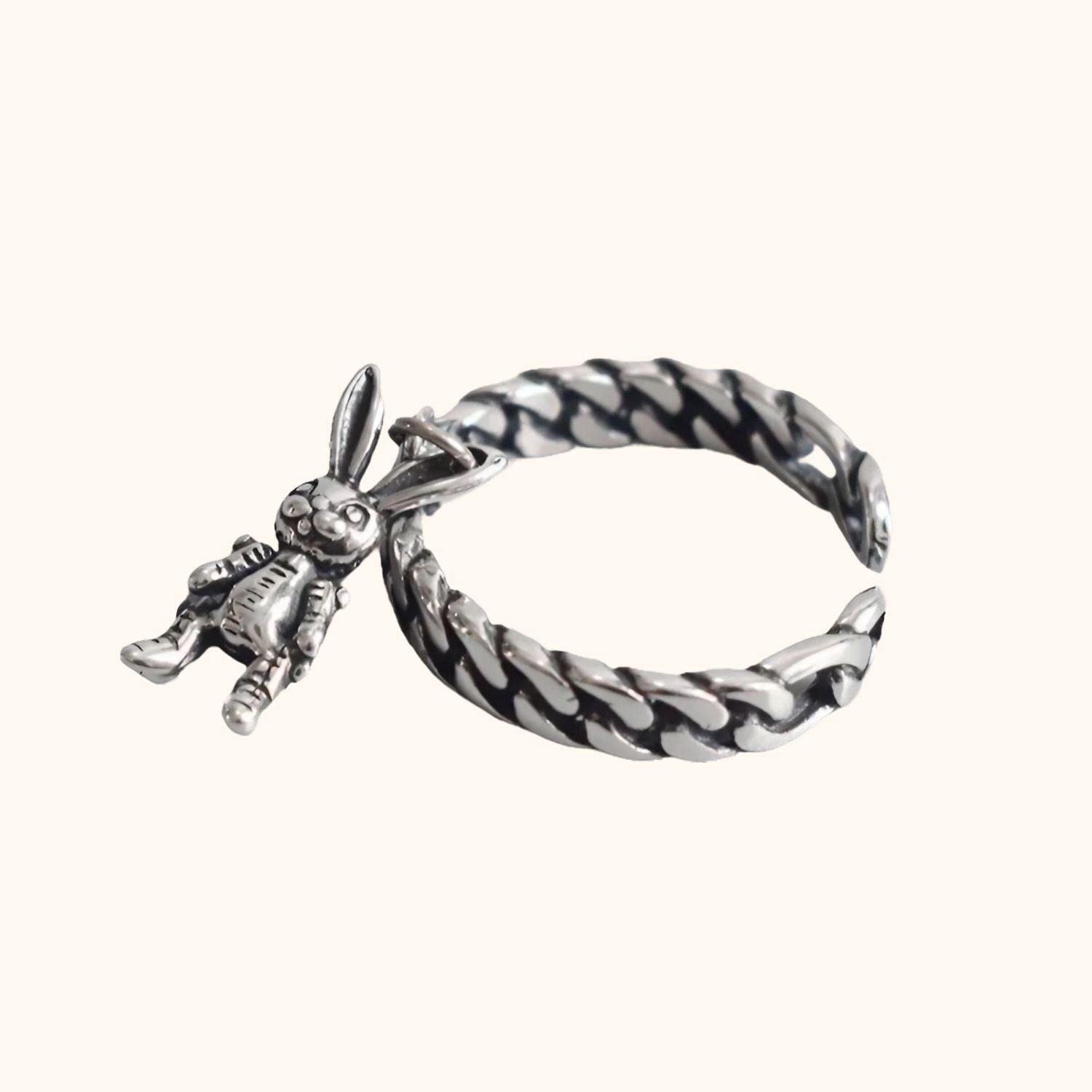Bague chaîne lapin