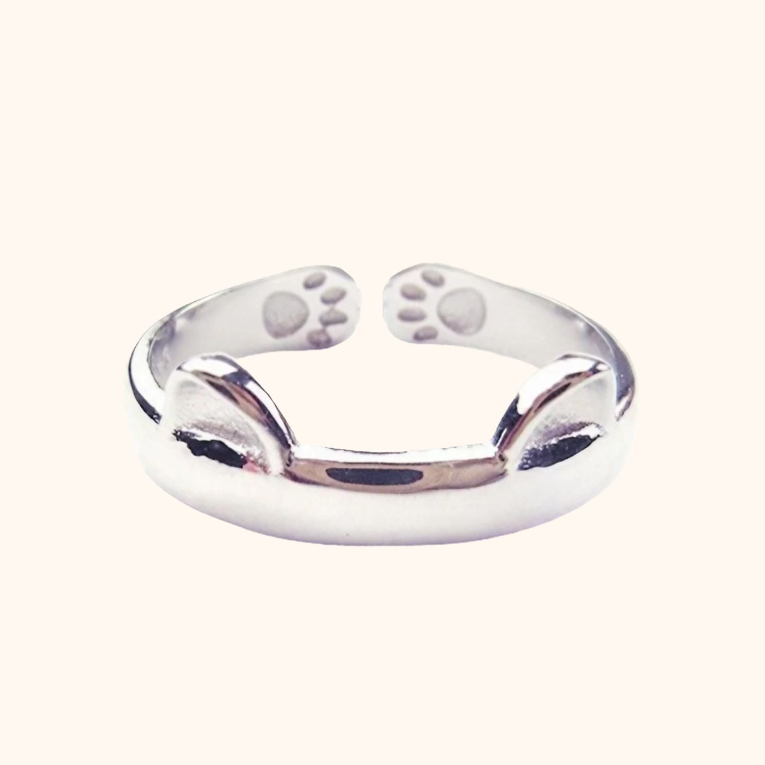 Bague argentée oreilles de chat