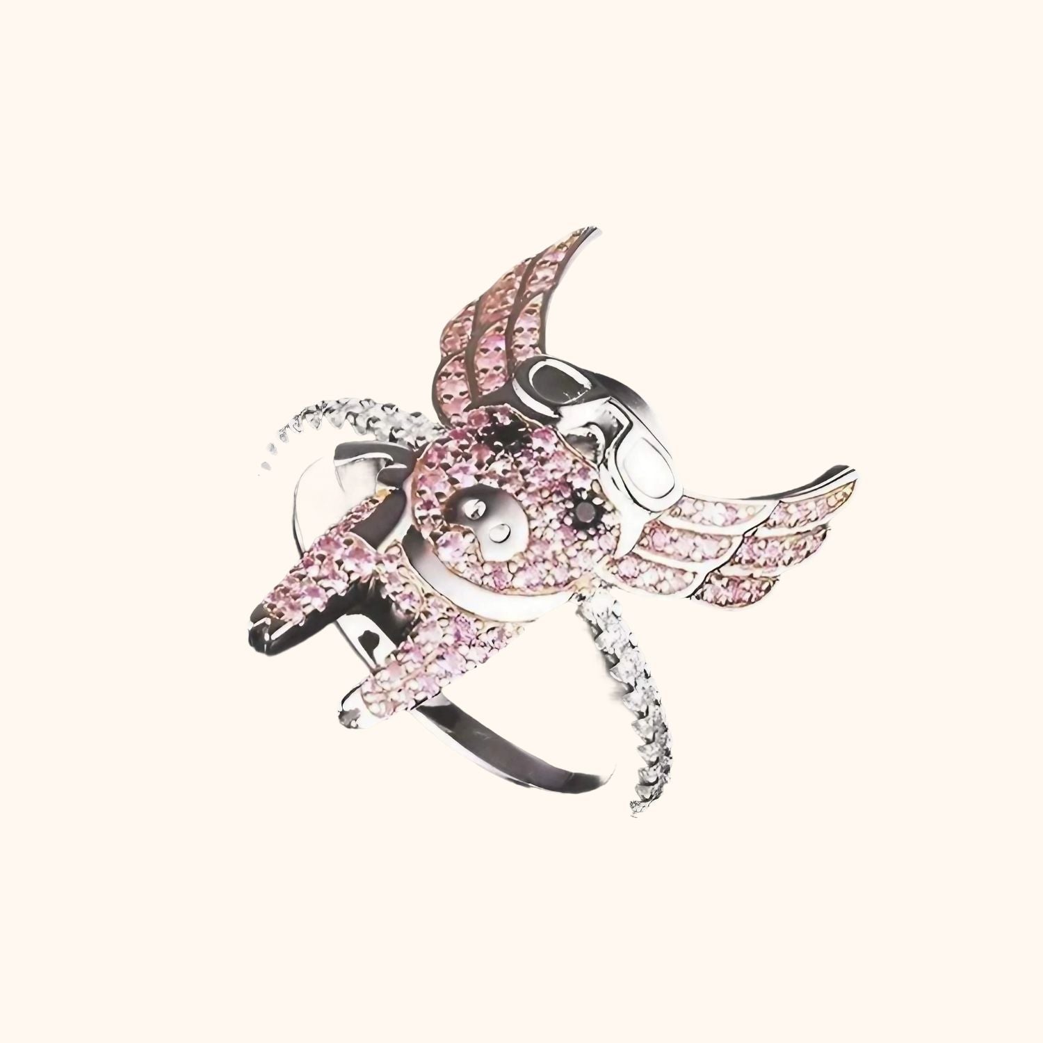 Bague cochon aviateur en argent véritable